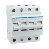 Hager Changeover switch, on-off-on, Din rail, 2-pole, 63A